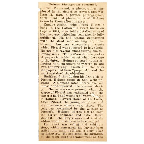 1895 H.H. Holmes Evidence Article Worlds Fair Serial Killer Victorian F13J - Picture 2 of 2